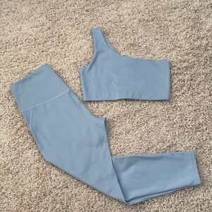 Girlfriend Collective One Shoulder Bar and Capri Legging Set - Size Med.